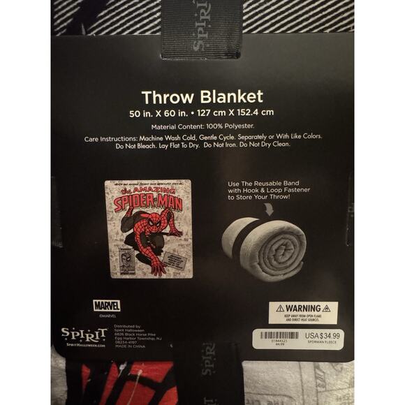 Spirit Halloween Spider-Man Throw Blanket 50x60 Marvel Fleece NWT - Picture 6 of 6